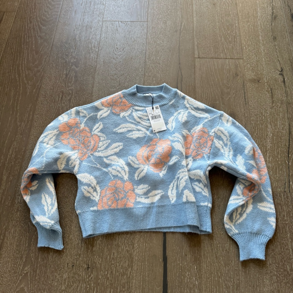 MNG mango floral print cropped sweater